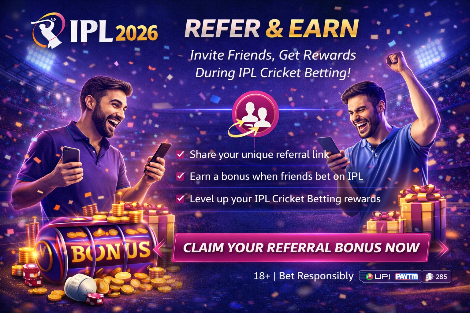 Refer and earn bonus for IPL Cricket Betting 2026