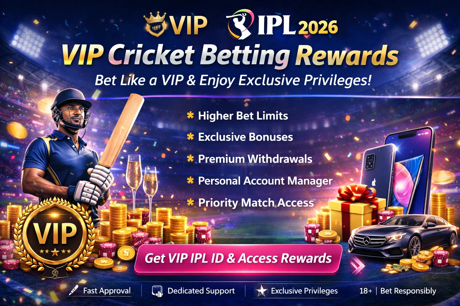 VIP IPL Cricket Betting rewards 2026 with exclusive bonuses and higher limits