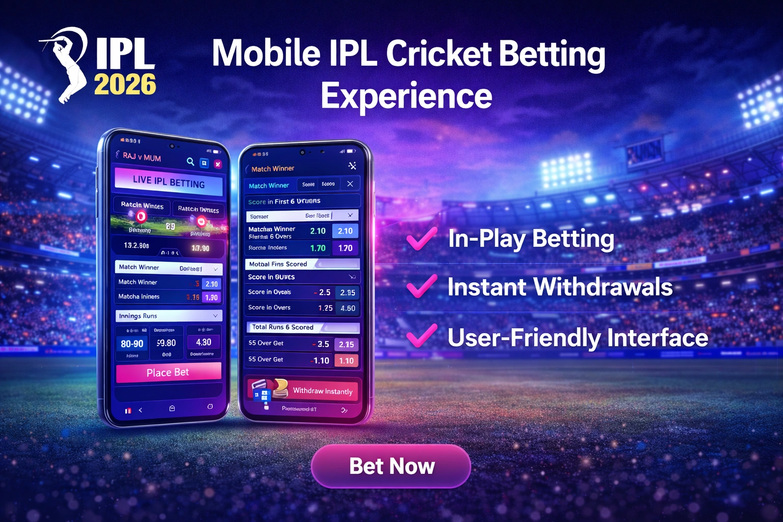 Mobile IPL Cricket Betting experience with live betting interface