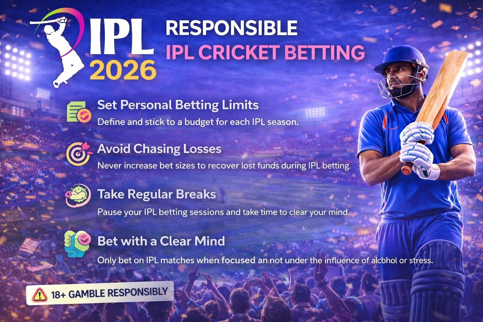 Responsible IPL Cricket Betting 2026 Banner