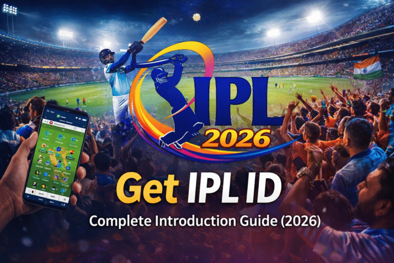 Get IPL games ID 2026 guide with IPL logo and cricket background for online registration